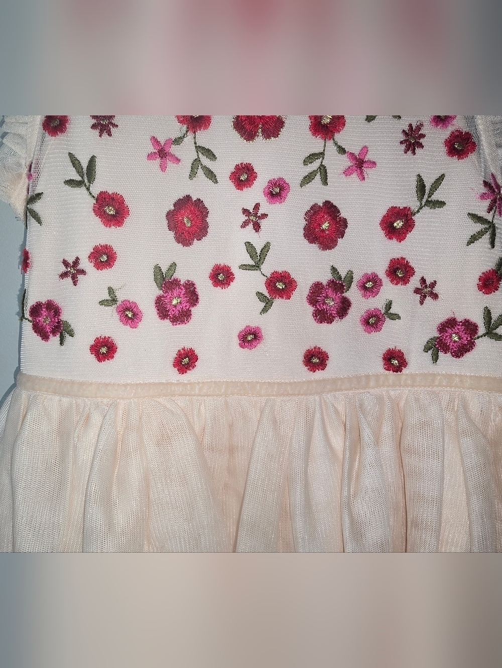 Girls Cat & Jack Sleeveless Embroidered  Tutu Dress Pink Size Small (6/7) - Picture 5 of 10